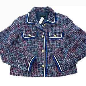 NWT $199 Talbots Womens 6 Multicolor Tweed Jacket Multi-color‎ Gold Button Work